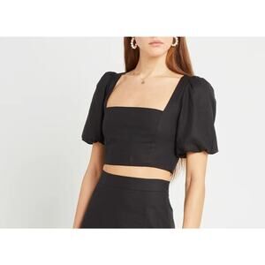 NWT O.P.T Cropped Puff-Sleeve Top XS